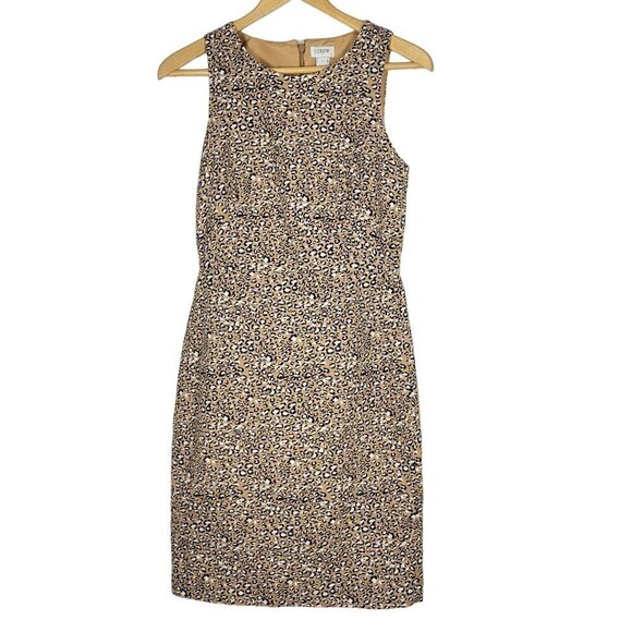 J. Crew Women's Basketweave Animal Print Sheath Dress Fully Lined Size 2 - Picture 1 of 13